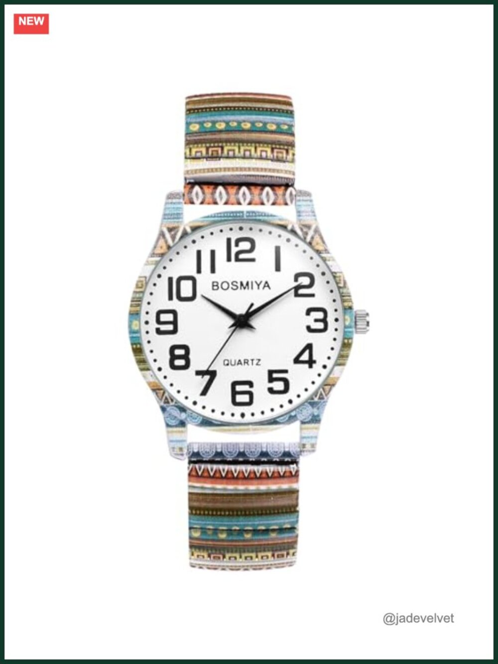 Women Bohemian Floral Stretch Band Quartz Watch Easy Reader